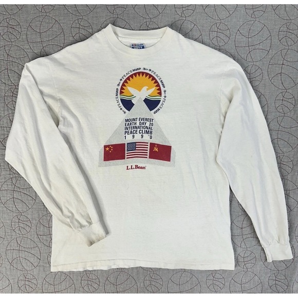 VTG 1990 Earth Day Mount Everest Peace Climb Long Sleeve Tee Adult's XL USA MADE